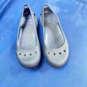Crocs Kadee Flats Slip ons Black Rubber Shoes Size 8